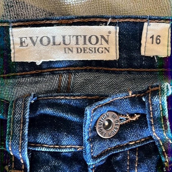 EVOLUTION IN DESIGN Acid Washed MOTO Boy Youth JEANS size 16 - Picture 8 of 13
